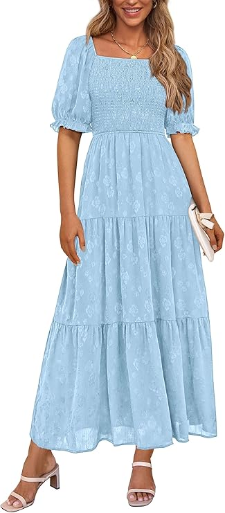 PRETTYGARDEN Smocked Midi Dress
