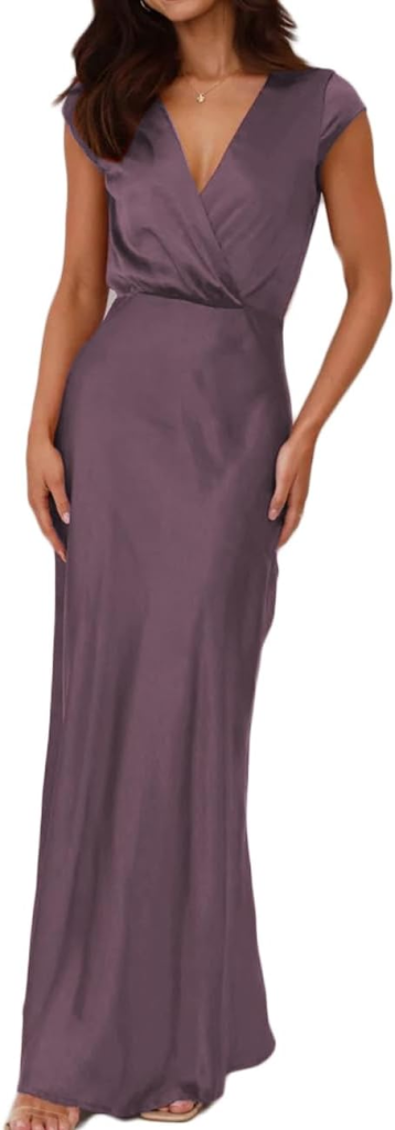  Satin Wrap Maxi Dress (Elegant Formal Look)