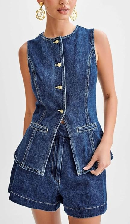High-Waisted Jeans & Crop Top Set (Casual Trendy Look)