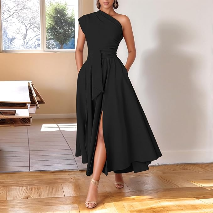 Elegant Black Tie A-Line Formal Dress (Safe Luxury Choice)