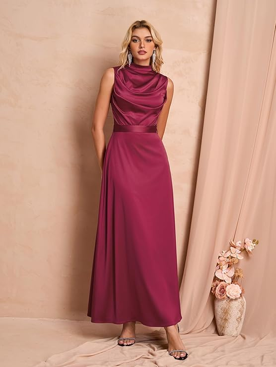 Victoria Beckham Isabella Ruched Satin Maxi Dress