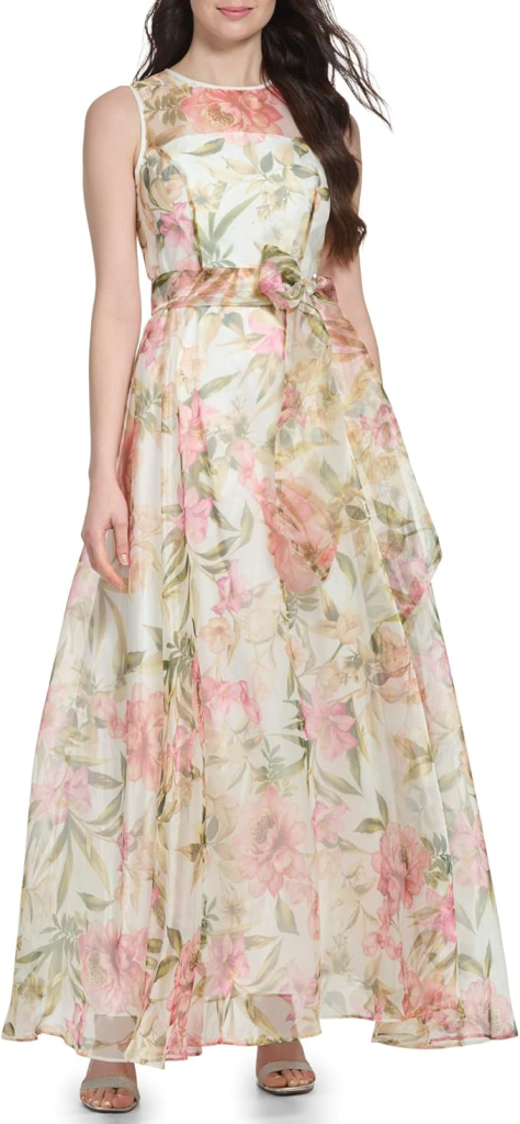 Modern Filipiniana Midi Dress with Organza Sleeves