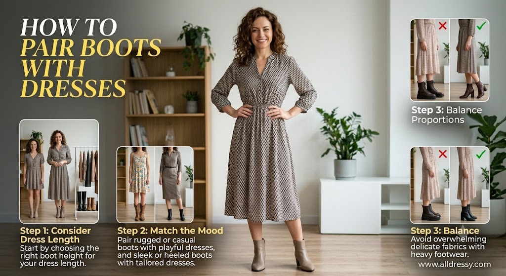 How to Pair Boots With Dresses