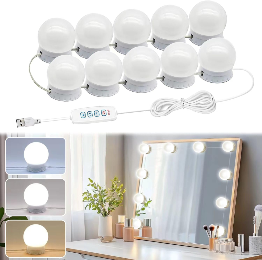 Pretmess Hollywood Style Vanity Lights with 10 Dimmable Bulbs