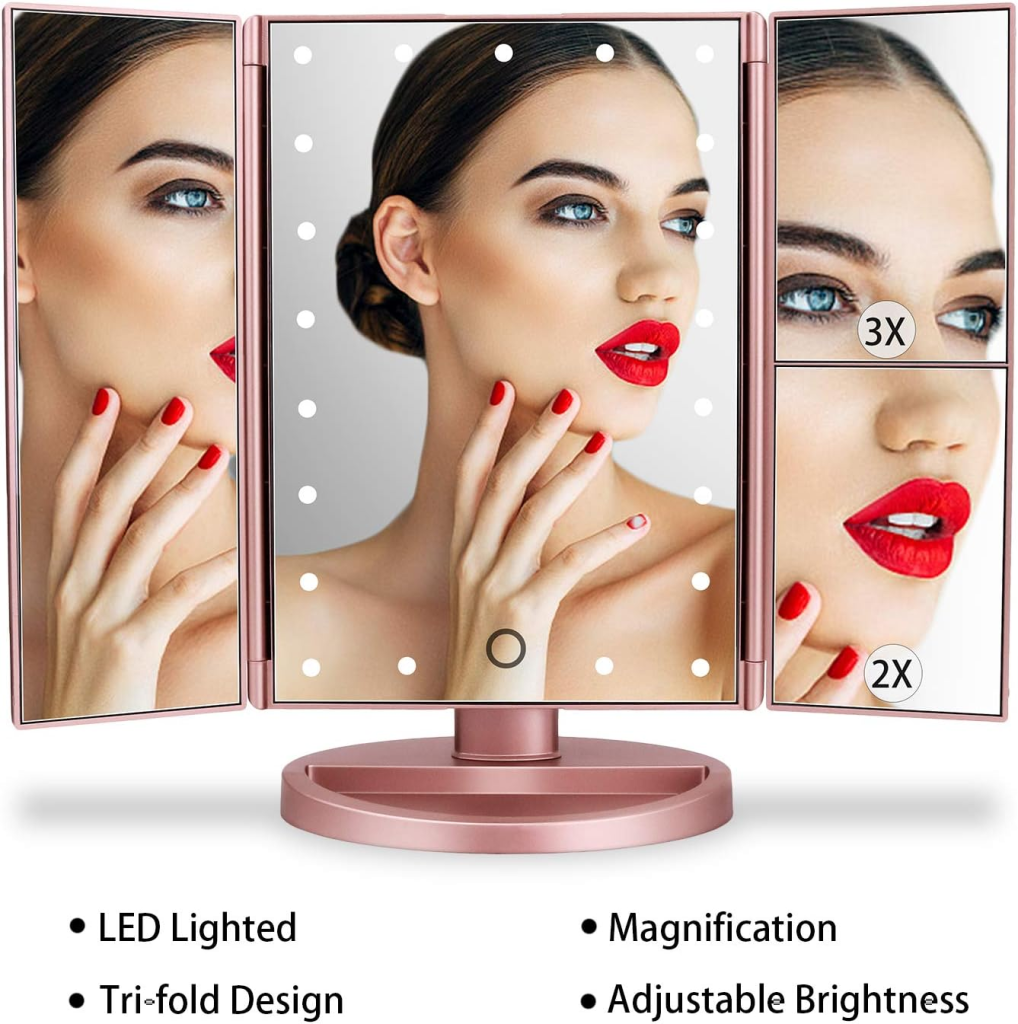 deweisn Tri-Fold Lighted Vanity Mirror
