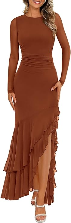 BTFBM Women's Long Sleeve Velvet Formal Dress