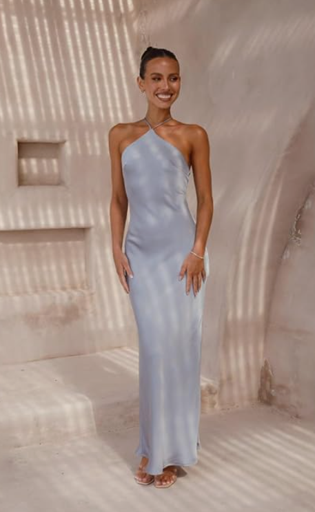 Muzly Women's Satin Bodycon Maxi Dress