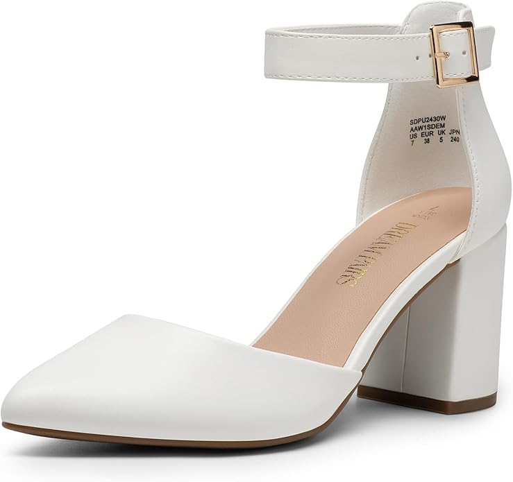 DREAM PAIRS Women's Closed-Toe Block Heel Pumps